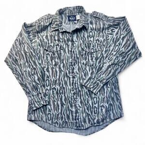 Woolrich 90s Vintage Tribal Camo Shadow Bark Cotton Long Sleeve Hunting Shirt L